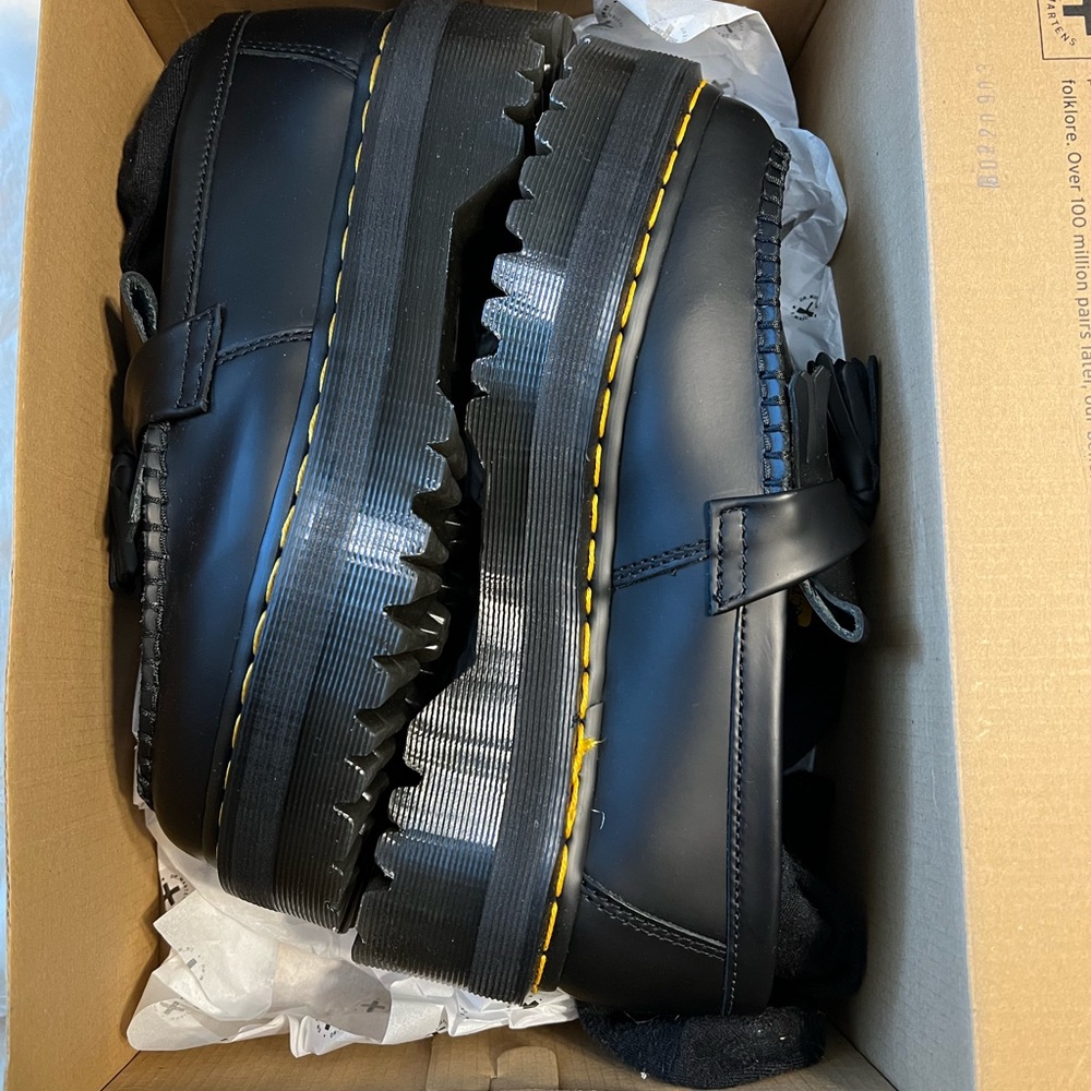 Dr. Martens Black Leather Platform Loafers - Picture 4 of 8